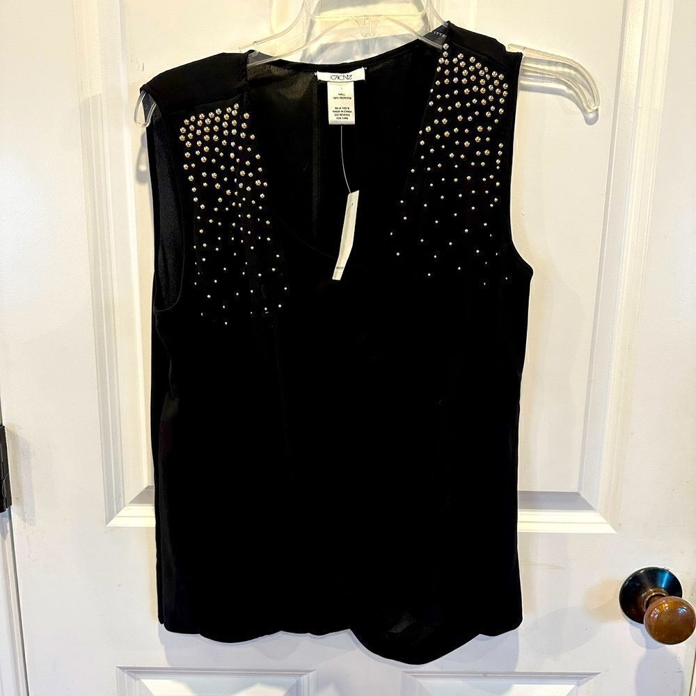 Cache small sleeveless blouse top shirt black